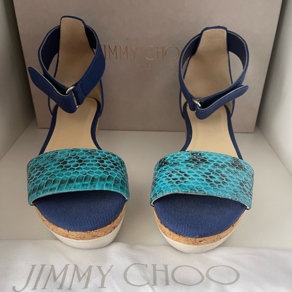Jimmy Choo Teal and Navy Sandals